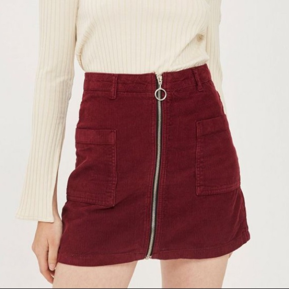 Topshop MOTO corduroy zip skirt